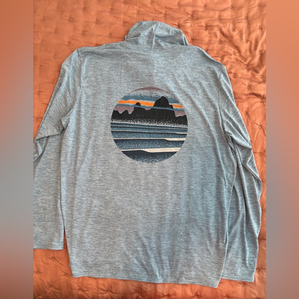 Light Blue XXL Patagonia Capilene Cool Daily Long Sleeved Hooded Shirt